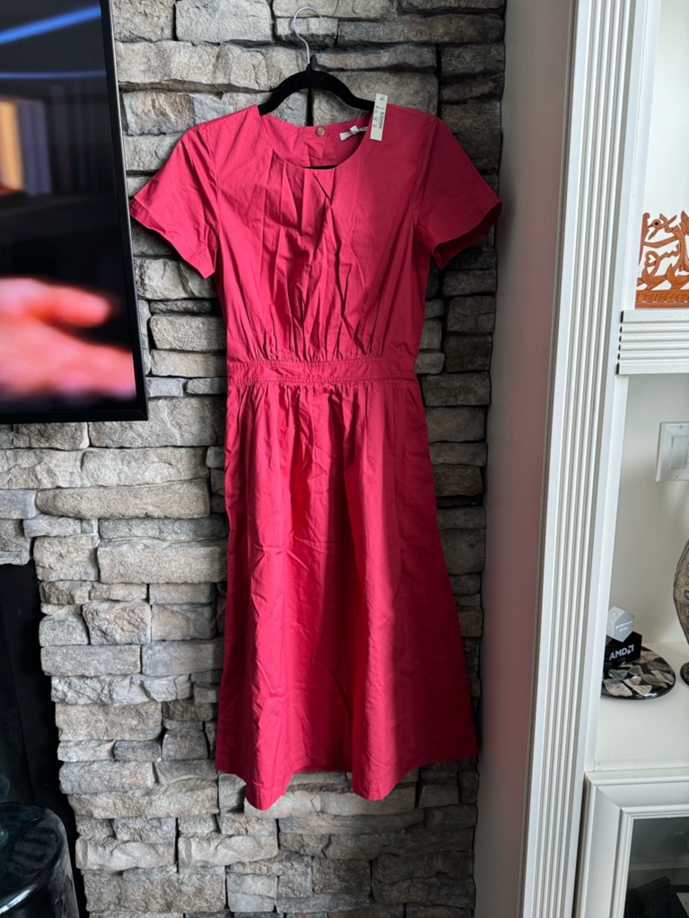Madewell Red Short-Sleeve Backless A-Line Dress